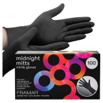 Framar Midnight Mitts Large Disposable Nitrile Gloves 100/box